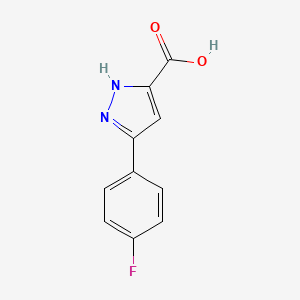 molecular formula C10H7FN2O2 B2760021 3-(4-fluorophenyl)-1H-pyrazole-5-carboxylic acid CAS No. 870704-22-6; 890006-82-3; 89047-45-0; 89166-98-3; 89203-22-5