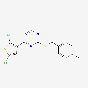molecular formula C16H12Cl2N2S2 B2760026 4-(2,5-二氯-3-噻吩基)-2-嘧啶基 4-甲基苯甲基 硫化物 CAS No. 338777-23-4