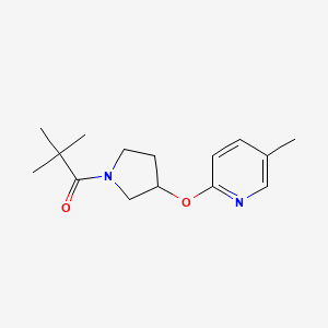 molecular formula C15H22N2O2 B2760036 2,2-Dimethyl-1-(3-((5-methylpyridin-2-yl)oxy)pyrrolidin-1-yl)propan-1-one CAS No. 1903439-46-2