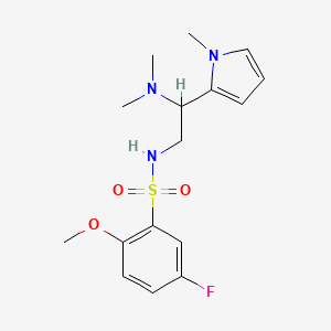 molecular formula C16H22FN3O3S B2760045 N-(2-(dimethylamino)-2-(1-methyl-1H-pyrrol-2-yl)ethyl)-5-fluoro-2-methoxybenzenesulfonamide CAS No. 1209889-90-6