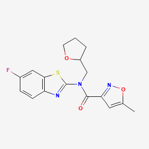 molecular formula C17H16FN3O3S B2760068 N-(6-fluorobenzo[d]thiazol-2-yl)-5-methyl-N-((tetrahydrofuran-2-yl)methyl)isoxazole-3-carboxamide CAS No. 946274-79-9