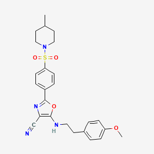 molecular formula C25H28N4O4S B2760078 5-{[2-(4-甲氧基苯基)乙基]氨基}-2-{4-[(4-甲基哌啶-1-基)磺酰基]苯基}-1,3-噁唑-4-碳腈 CAS No. 941247-82-1