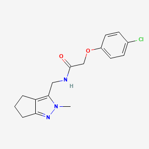 molecular formula C16H18ClN3O2 B2760080 2-(4-chlorophenoxy)-N-((2-methyl-2,4,5,6-tetrahydrocyclopenta[c]pyrazol-3-yl)methyl)acetamide CAS No. 2034454-19-6