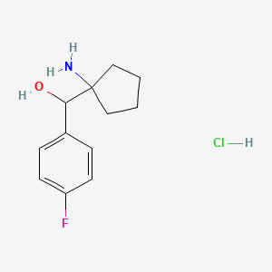 molecular formula C12H17ClFNO B2760083 (1-氨基环戊基)-(4-氟苯基)甲醇；盐酸盐 CAS No. 2309468-00-4