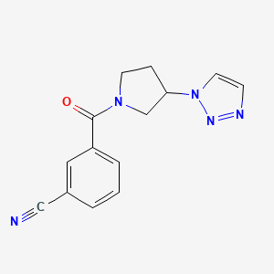molecular formula C14H13N5O B2760091 3-(3-(1H-1,2,3-三唑-1-基)吡咯啶-1-甲酰)苯甲腈 CAS No. 1798537-70-8