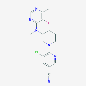 molecular formula C17H18ClFN6 B2760093 5-氯-6-[3-[(5-氟-6-甲基嘧啶-4-基)-甲基氨基]哌啶-1-基]吡啄啉-3-碳腈 CAS No. 2415489-31-3