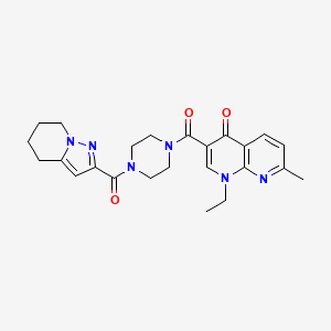 molecular formula C24H28N6O3 B2760099 1-乙基-7-甲基-3-(4-(4,5,6,7-四氢吡唑并[1,5-a]吡啶-2-甲酰)哌嗪-1-甲酰)-1,8-萘啶-4(1H)-酮 CAS No. 1904282-34-3