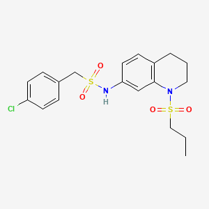 molecular formula C19H23ClN2O4S2 B2760102 1-(4-氯苯基)-N-(1-(丙基磺酰)-1,2,3,4-四氢喹唑-7-基)甲烷磺酰胺 CAS No. 946249-79-2