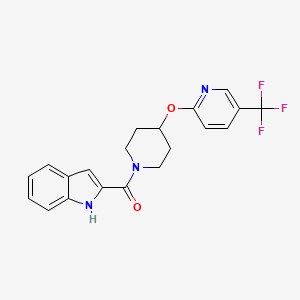 molecular formula C20H18F3N3O2 B2760114 (1H-吲哚-2-基)(4-((5-(三氟甲基)吡啶-2-基)氧基哌啶-1-基)甲酮 CAS No. 1421473-23-5