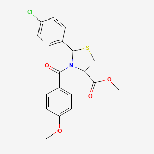 molecular formula C19H18ClNO4S B2760115 Methyl 2-(4-chlorophenyl)-3-(4-methoxybenzoyl)-1,3-thiazolane-4-carboxylate CAS No. 477725-42-1