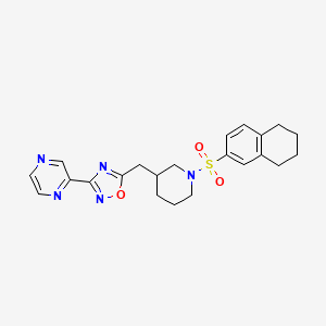 3-(Pyrazin-2-yl)-5-((1-((5,6,7,8-tetrahydronaphthalen-2-yl)sulfonyl)piperidin-3-yl)methyl)-1,2,4-oxadiazole
