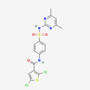 molecular formula C17H14Cl2N4O3S2 B2760129 2,5-dichloro-N-(4-(N-(4,6-dimethylpyrimidin-2-yl)sulfamoyl)phenyl)thiophene-3-carboxamide CAS No. 329226-30-4