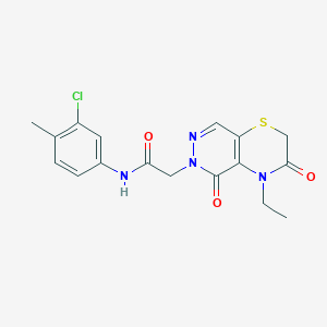 molecular formula C17H17ClN4O3S B2760134 N-(3-chloro-4-methylphenyl)-2-(4-ethyl-3,5-dioxo-3,4-dihydro-2H-pyridazino[4,5-b][1,4]thiazin-6(5H)-yl)acetamide CAS No. 1251549-85-5