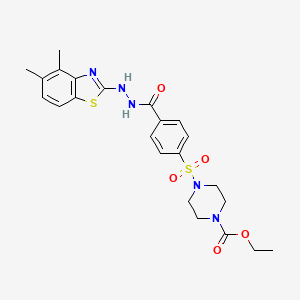 molecular formula C23H27N5O5S2 B2760136 ethyl 4-{4-[N'-(4,5-dimethyl-1,3-benzothiazol-2-yl)hydrazinecarbonyl]benzenesulfonyl}piperazine-1-carboxylate CAS No. 851980-57-9