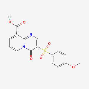 molecular formula C16H12N2O6S B2760147 3-[(4-methoxyphenyl)sulfonyl]-4-oxo-4H-pyrido[1,2-a]pyrimidine-9-carboxylic acid CAS No. 1987112-76-4