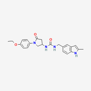molecular formula C23H26N4O3 B2760157 1-(1-(4-ethoxyphenyl)-5-oxopyrrolidin-3-yl)-3-((2-methyl-1H-indol-5-yl)methyl)urea CAS No. 894019-75-1