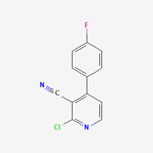 molecular formula C12H6ClFN2 B2760166 2-氯-4-(4-氟苯基)烟酸腈 CAS No. 886362-05-6