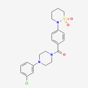 molecular formula C21H24ClN3O3S B2760168 (4-(3-Chlorophenyl)piperazin-1-yl)(4-(1,1-dioxido-1,2-thiazinan-2-yl)phenyl)methanone CAS No. 932319-94-3