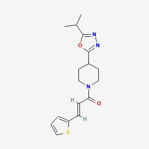 molecular formula C17H21N3O2S B2760173 (E)-1-(4-(5-isopropyl-1,3,4-oxadiazol-2-yl)piperidin-1-yl)-3-(thiophen-2-yl)prop-2-en-1-one CAS No. 1212776-51-6