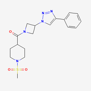 molecular formula C18H23N5O3S B2760175 (1-(methylsulfonyl)piperidin-4-yl)(3-(4-phenyl-1H-1,2,3-triazol-1-yl)azetidin-1-yl)methanone CAS No. 2034446-15-4