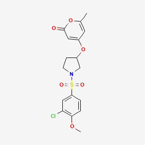 molecular formula C17H18ClNO6S B2760188 4-((1-((3-chloro-4-methoxyphenyl)sulfonyl)pyrrolidin-3-yl)oxy)-6-methyl-2H-pyran-2-one CAS No. 1798679-12-5