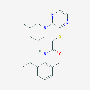 molecular formula C21H28N4OS B2760189 N-(2-ethyl-6-methylphenyl)-2-((3-(3-methylpiperidin-1-yl)pyrazin-2-yl)thio)acetamide CAS No. 1251545-47-7
