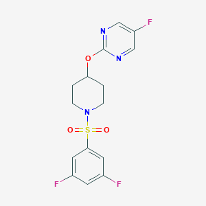 molecular formula C15H14F3N3O3S B2760193 2-[1-(3,5-Difluorophenyl)sulfonylpiperidin-4-yl]oxy-5-fluoropyrimidine CAS No. 2380178-35-6
