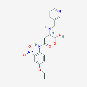 molecular formula C18H20N4O6 B2760194 4-((4-Ethoxy-2-nitrophenyl)amino)-4-oxo-2-((pyridin-3-ylmethyl)amino)butanoic acid CAS No. 1048015-08-2