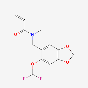 molecular formula C13H13F2NO4 B2760200 N-[[6-(Difluoromethoxy)-1,3-benzodioxol-5-yl]methyl]-N-methylprop-2-enamide CAS No. 2411295-74-2