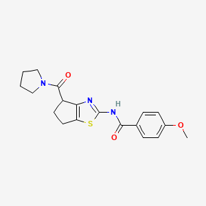 molecular formula C19H21N3O3S B2760205 4-methoxy-N-(4-(pyrrolidine-1-carbonyl)-5,6-dihydro-4H-cyclopenta[d]thiazol-2-yl)benzamide CAS No. 941926-64-3
