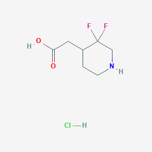 molecular formula C7H12ClF2NO2 B2760206 2-(3,3-Difluoropiperidin-4-YL)acetic acid hydrochloride CAS No. 1373502-70-5