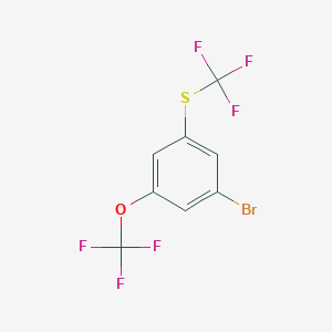 molecular formula C8H3BrF6OS B2760209 1-Bromo-3-(trifluoromethoxy)-5-(trifluoromethylsulfanyl)benzene CAS No. 1124152-85-7