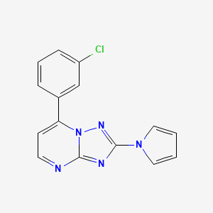 molecular formula C15H10ClN5 B2760210 7-(3-chlorophenyl)-2-(1H-pyrrol-1-yl)[1,2,4]triazolo[1,5-a]pyrimidine CAS No. 303146-07-8