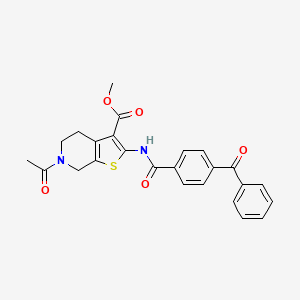 molecular formula C25H22N2O5S B2760212 Methyl 6-acetyl-2-(4-benzoylbenzamido)-4,5,6,7-tetrahydrothieno[2,3-c]pyridine-3-carboxylate CAS No. 921133-06-4