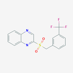 molecular formula C16H11F3N2O2S B2760217 2-{[3-(Trifluoromethyl)benzyl]sulfonyl}quinoxaline CAS No. 338977-88-1