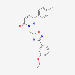 molecular formula C22H20N4O3 B2760218 2-((3-(3-ethoxyphenyl)-1,2,4-oxadiazol-5-yl)methyl)-6-(p-tolyl)pyridazin-3(2H)-one CAS No. 1207026-84-3