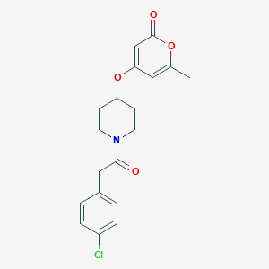 molecular formula C19H20ClNO4 B2760219 4-((1-(2-(4-chlorophenyl)acetyl)piperidin-4-yl)oxy)-6-methyl-2H-pyran-2-one CAS No. 1705250-66-3