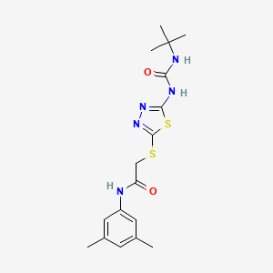 2-[[5-(tert-butylcarbamoylamino)-1,3,4-thiadiazol-2-yl]sulfanyl]-N-(3,5-dimethylphenyl)acetamide