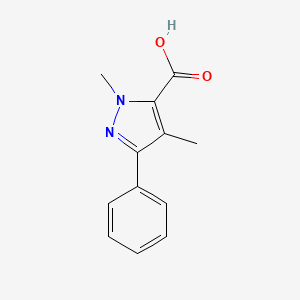 molecular formula C12H12N2O2 B2760256 2,4-Dimethyl-5-phenylpyrazole-3-carboxylic acid CAS No. 93618-41-8