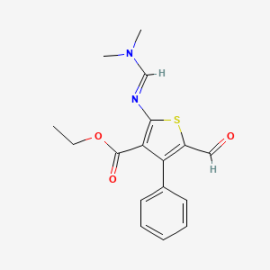molecular formula C17H18N2O3S B2760281 Ethyl 2-[(E)-dimethylaminomethylideneamino]-5-formyl-4-phenylthiophene-3-carboxylate CAS No. 380345-62-0