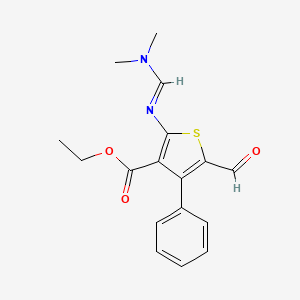 molecular formula C17H18N2O3S B2760281 乙酸2-[(E)-二甲胺基甲基亚胺]-5-甲醛-4-苯基噻吩-3-羧酸酯 CAS No. 380345-62-0