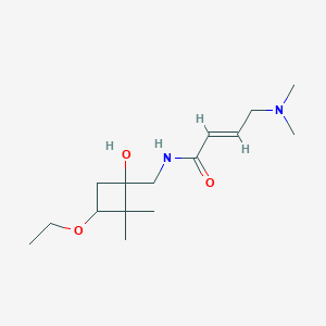 molecular formula C15H28N2O3 B2760285 (E)-4-(Dimethylamino)-N-[(3-ethoxy-1-hydroxy-2,2-dimethylcyclobutyl)methyl]but-2-enamide CAS No. 2411325-40-9