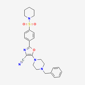 molecular formula C26H29N5O3S B2760295 5-(4-苄基哌嗪-1-基)-2-[4-(哌啶-1-基磺酰)苯基]-1,3-噁唑-4-甲腈 CAS No. 941267-03-4