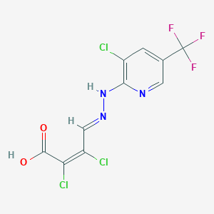 molecular formula C10H5Cl3F3N3O2 B2760297 (2Z,4E)-2,3-dichloro-4-{2-[3-chloro-5-(trifluoromethyl)pyridin-2-yl]hydrazin-1-ylidene}but-2-enoic acid CAS No. 477867-48-4