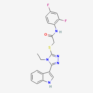 molecular formula C20H17F2N5OS B2760298 N-(2,4-二氟苯基)-2-((4-乙基-5-(1H-吲哚-3-基)-4H-1,2,4-三唑-3-基)硫基)乙酰胺 CAS No. 852143-79-4