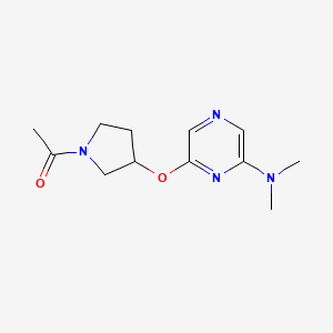 molecular formula C12H18N4O2 B2760300 1-(3-((6-(Dimethylamino)pyrazin-2-yl)oxy)pyrrolidin-1-yl)ethanone CAS No. 2034334-39-7