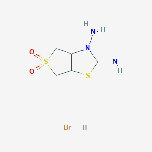 molecular formula C5H10BrN3O2S2 B2760303 3-Amino-2-iminoperhydrothieno[3,4-d][1,3]thiazole-5,5-dione hydrobromide CAS No. 255871-99-9