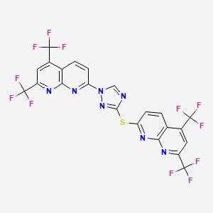 molecular formula C22H7F12N7S B2760304 7-(3-{[5,7-bis(trifluoromethyl)[1,8]naphthyridin-2-yl]sulfanyl}-1H-1,2,4-triazol-1-yl)-2,4-bis(trifluoromethyl)[1,8]naphthyridine CAS No. 303151-88-4
