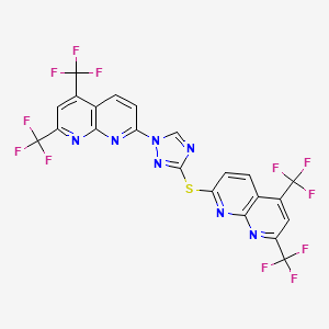 molecular formula C22H7F12N7S B2760304 7-(3-{[5,7-双(三氟甲基)[1,8]萘啉-2-基)硫基-1H-1,2,4-三唑-1-基}-2,4-双(三氟甲基)[1,8]萘啉 CAS No. 303151-88-4