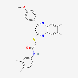 N-(3,4-DIMETHYLPHENYL)-2-{[4-(4-METHOXYPHENYL)-7,8-DIMETHYL-3H-1,5-BENZODIAZEPIN-2-YL]SULFANYL}ACETAMIDE